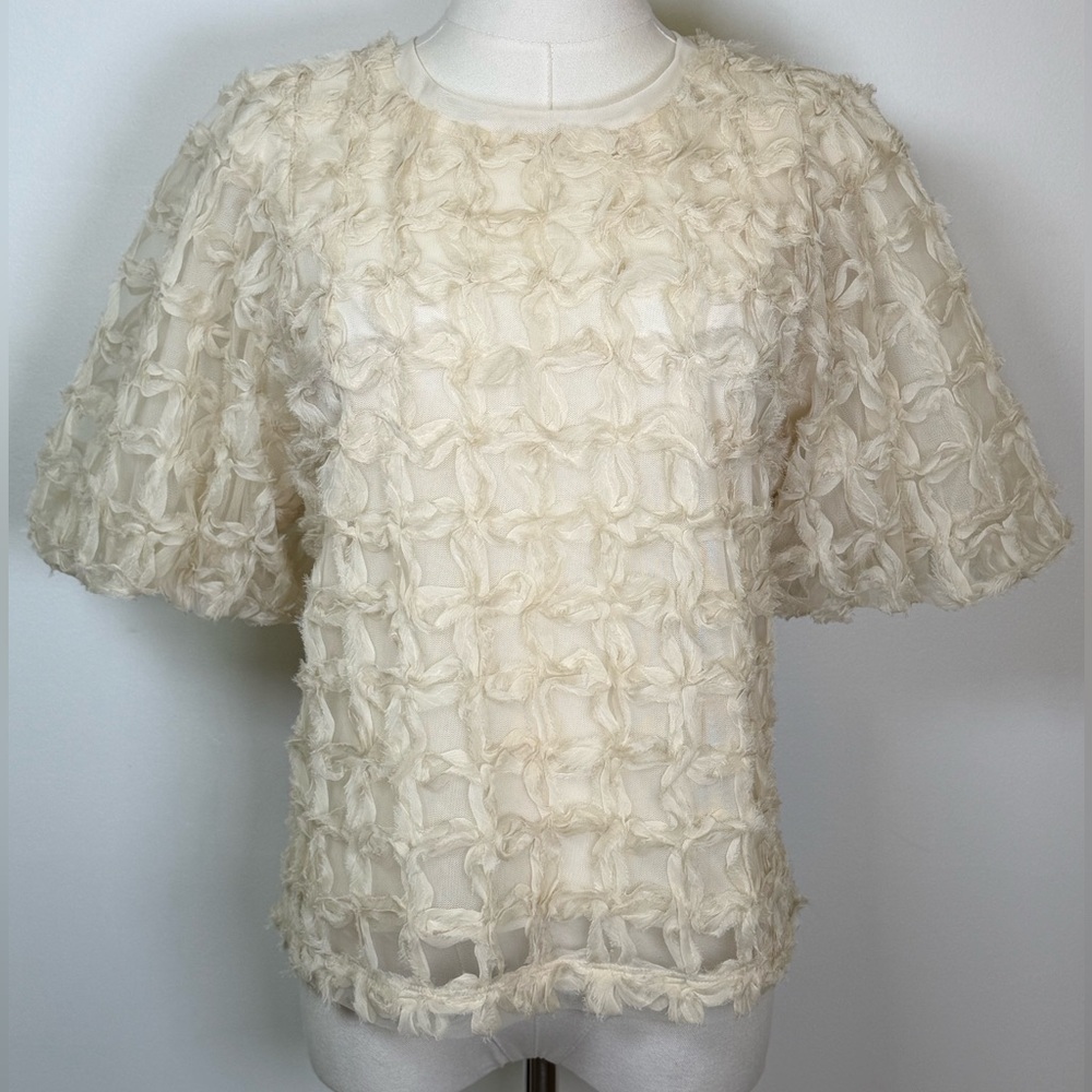 Sarah Hann For Anthropologie ‘Karla’ Textured Top Puff Sleeves Women’s Medium